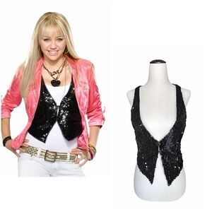 ⋆｡°✩ ASO Hannah Montana Alternative Black sequin Vest Season 2 Vintage Y2K 2000s